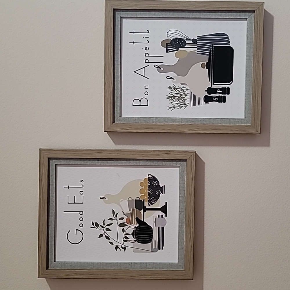 Set of kitchen pictures.